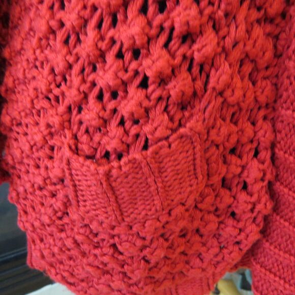 Chico's Women's Open Knit Cardigan 3/4 sleeves  Size 2 ( L/12) Deep Red EUC - Picture 8 of 11